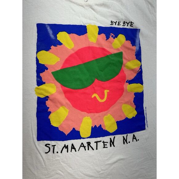 Vintage T Shirt Neon St Maarten NA Fluorescent 1990 Bye‎ Bye Medium - Picture 6 of 10